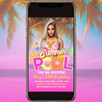 Fête de la piscine tropicale Anniversaire Flyer d'