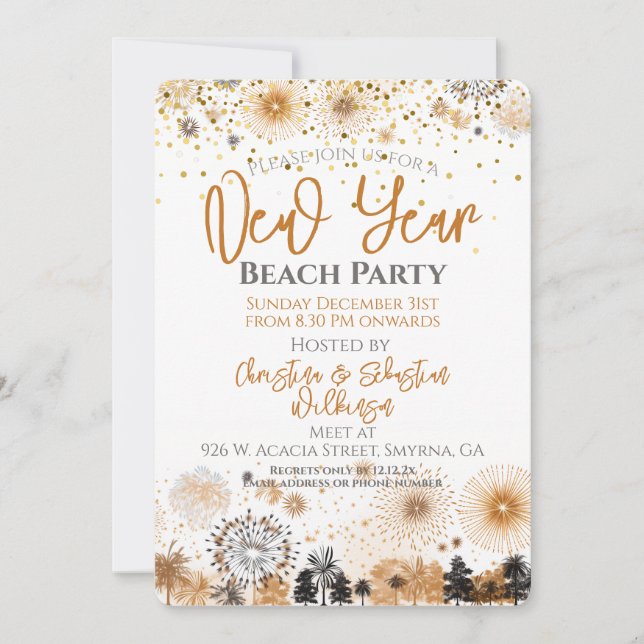 Invitation Fête de la plage du Nouvel An (Devant)