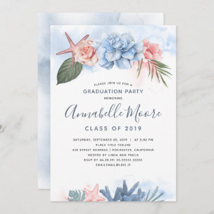Invitation Fête de la plage Tropical Graduation Party