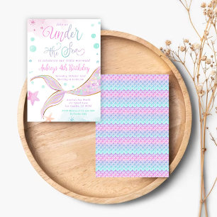 Invitation Fête de la poule d'anniversaire de la sirène sous 