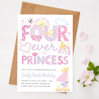 Invitation Fête de la Princesse 4, Pour Toujours une Princess