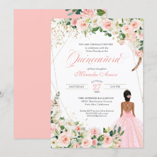 Invitation Fête de la Quinceanera Florale Roses Roses Roses R