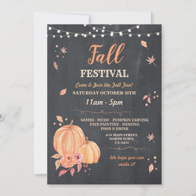 Invitation Fête de la récolte d'automne Pumpkin Festival crai (Devant)