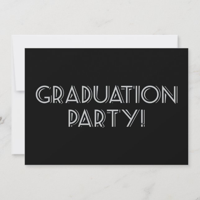 Invitation Fête de la remise des diplômes ! Noir, gris, mat 5 (Devant)