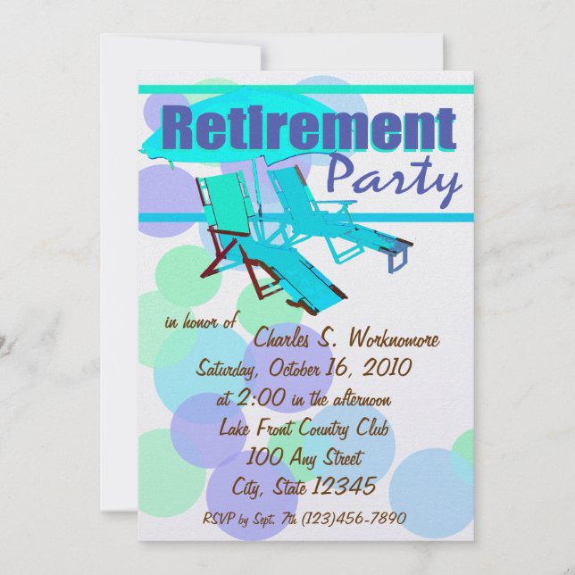 Invitation Fête de la retraite / Chaises longues (Devant)