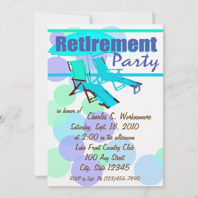 Invitation Fête de la retraite / Chaises longues (Devant)