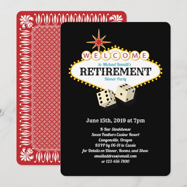 Invitation Fête de la retraite de Las Vegas (Devant / Derrière)