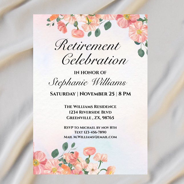 Invitation Fête de la retraite florale des femmes (Créateur téléchargé)