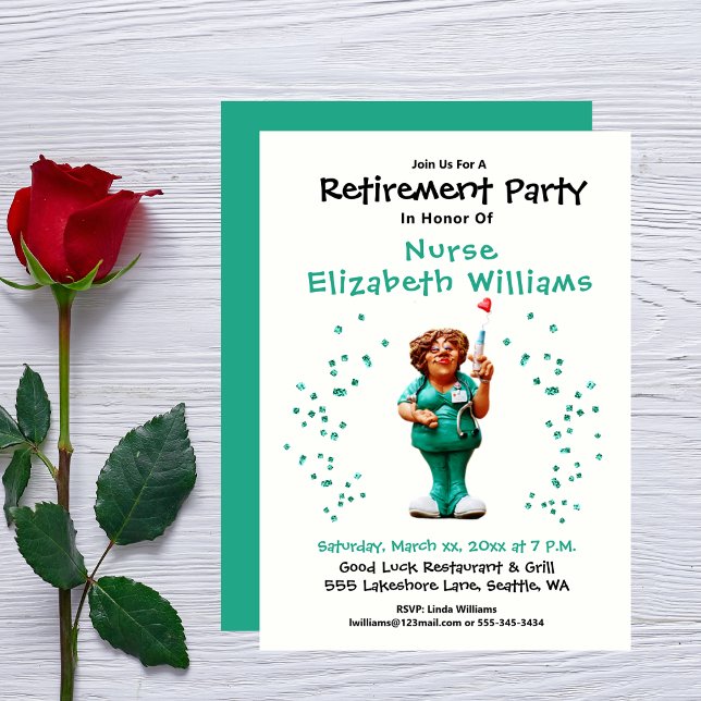 Invitation Fête de la retraite Infirmière Médicale Amusante (Créateur téléchargé)