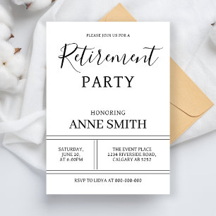 Invitation Fête de la retraite moderne simple à la retraite