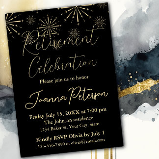 Invitation Fête de la retraite Noir et or