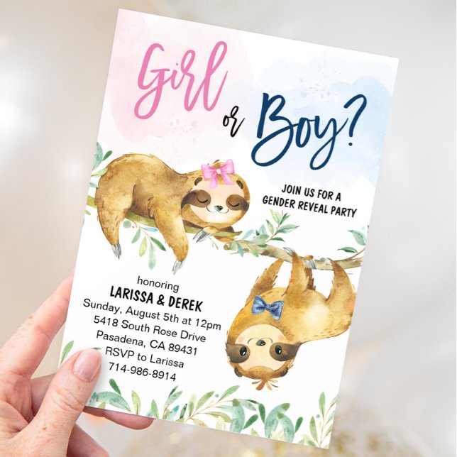 Invitation Fête de la révélation du genre Sloth (Créateur téléchargé)