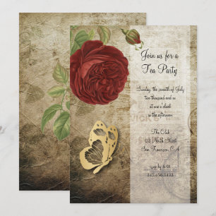 Invitation Fête de la rose rouge de jardin vintage Invitati