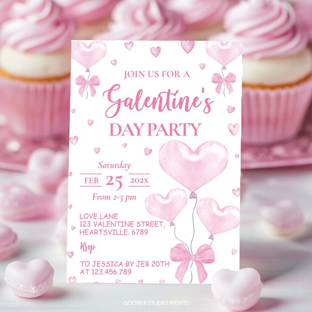 Invitation Fête de la Saint-Galentin Fête des Filles Coeur Ro (Créateur téléchargé)