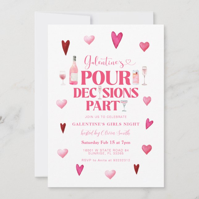 Invitation Fête de la Saint-Galentin Fille de la Saint-Valent (Devant)