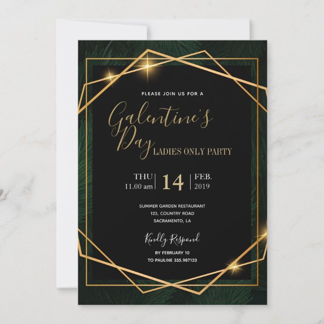 Invitation Fête de la Saint-Galentin Glam tropicale (Devant)