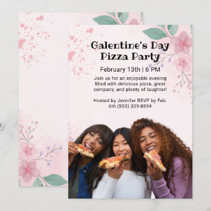 Invitation Fête de la Saint-Galentin Photo Pizza Party