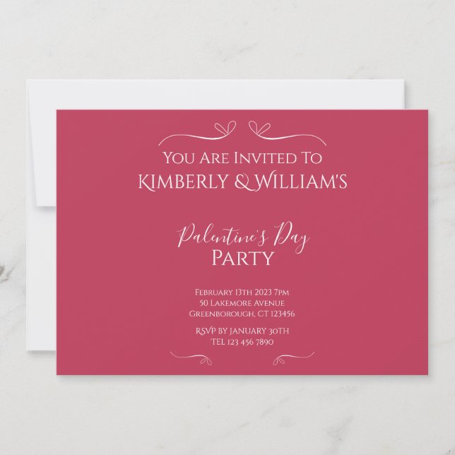 Invitation Fête de la Saint-Palentin rose moderne (Devant)