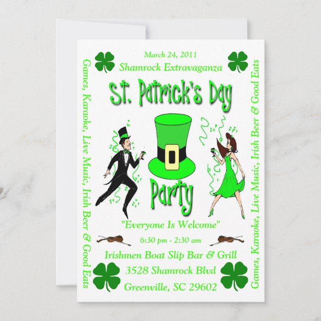 Invitation Fête de la Saint-Patrick (Devant)
