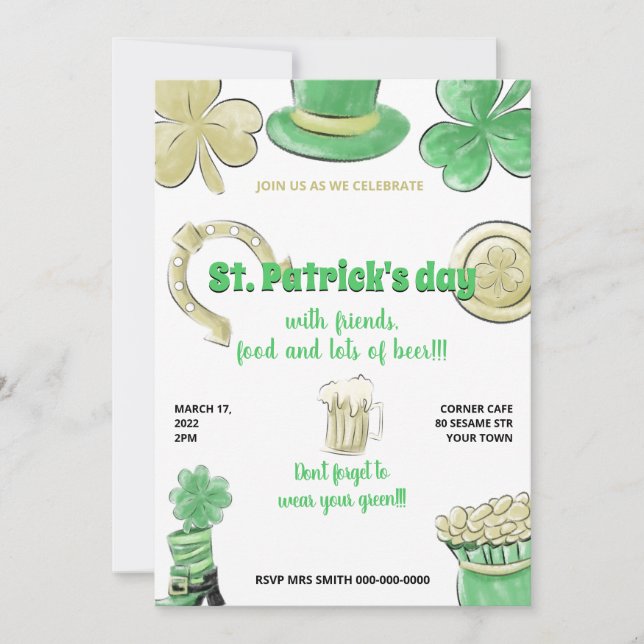 Invitation Fête de la Saint Patrick (Devant)