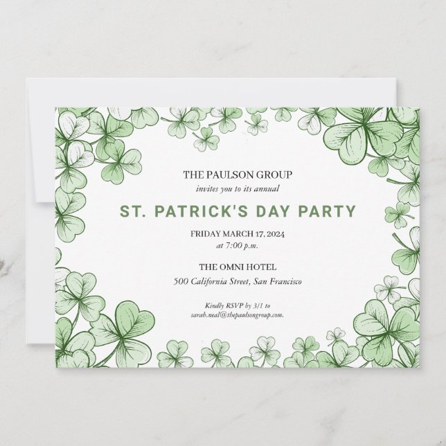 Invitation Fête de la Saint Patrick (Devant)