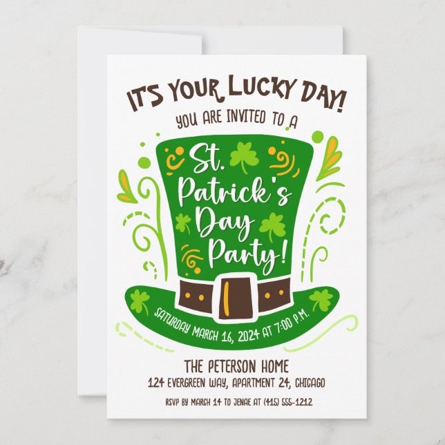 Invitation Fête de la Saint Patrick (Devant)