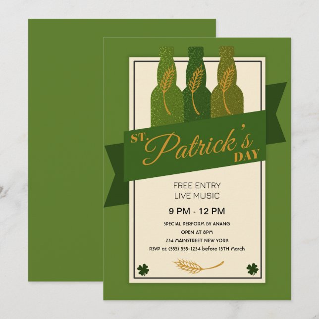Invitation Fête de la Saint Patrick (Devant / Derrière)