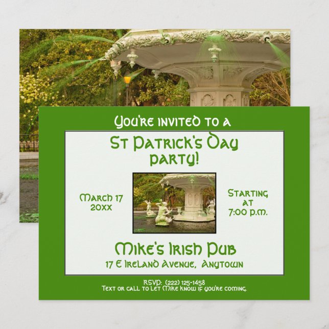 Invitation Fête de la Saint-Patrick à Forsyth Fountain, Savan (Devant / Derrière)