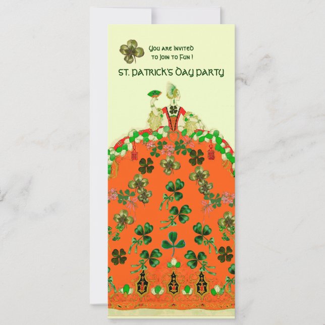 INVITATION FÊTE DE LA SAINT-PATRICK LADY ORANGE AVEC TRÈFLES (Devant)