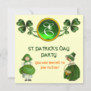 INVITATION FÊTE DE LA SAINT-PATRICK PARTIE VERTE MONOGRAMME É