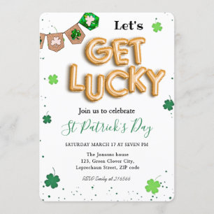 Invitation Fête de la Saint-Patrick Shamrock vert chanceux
