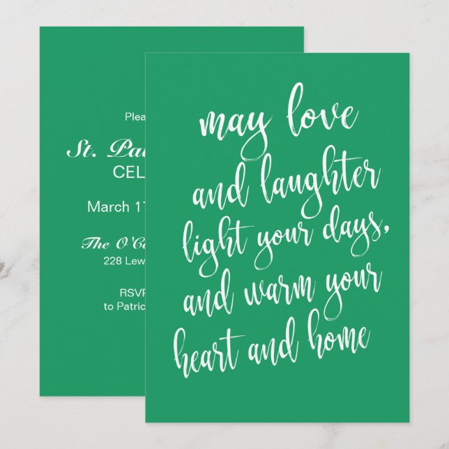 Invitation Fête de la Saint Patrick tendance moderne (Devant / Derrière)