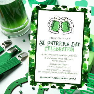 Invitation Fête de la Saint-Patrick Trèfle Vert Élégant