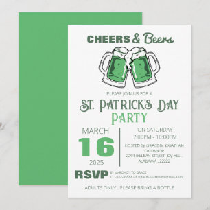 Invitation Fête de la Saint-Patrick Trèfle Vert Élégant