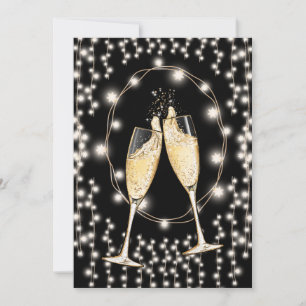 Invitation Fête de la Saint Sylvestre Champagne String Lights