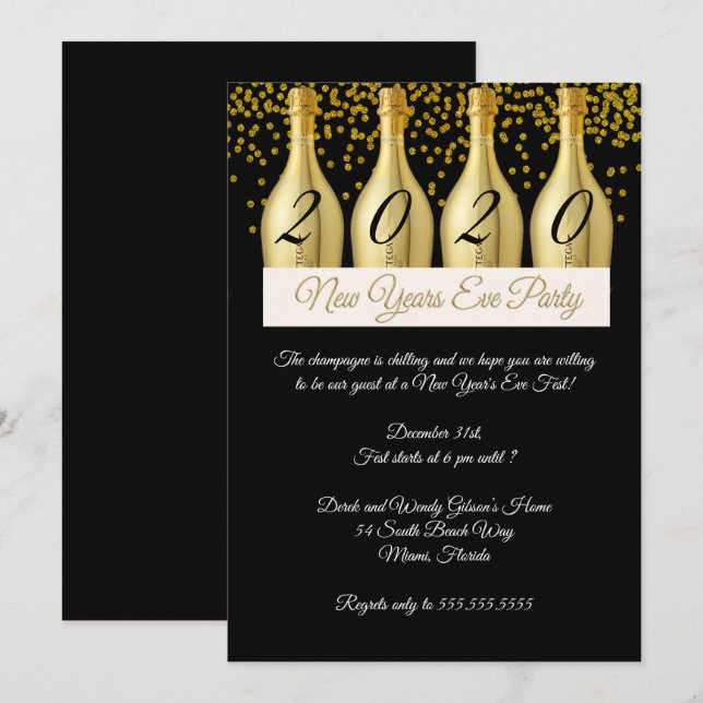 Invitation Fête de la Saint-Sylvestre de Champagne (Devant / Derrière)