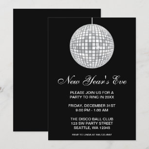 Invitation Fête de la Saint-Sylvestre Silver Disco Ball