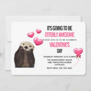 Invitation Fête de la Saint-Valentin avec une loutre mignonne