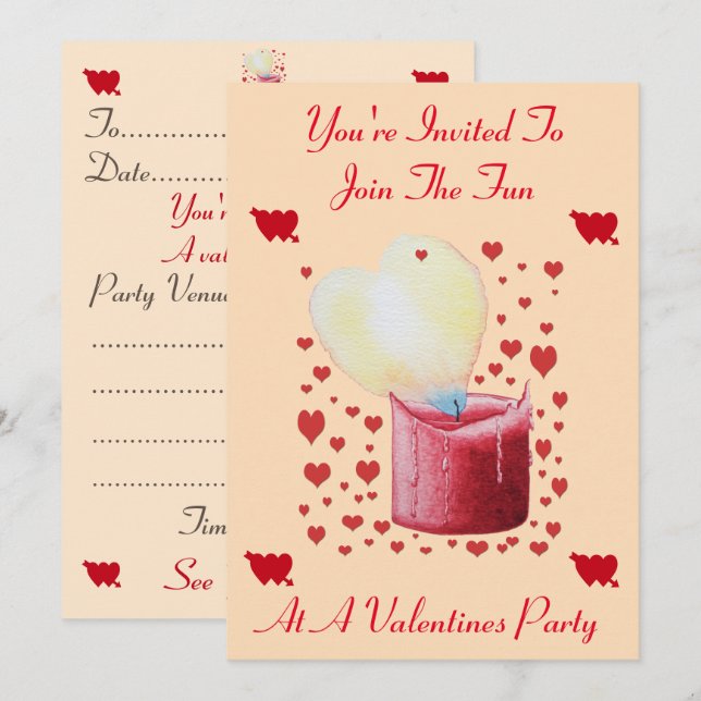 Invitation fête de la Saint-Valentin en forme de coeur (Devant / Derrière)