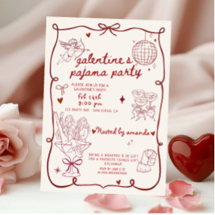 Invitation Fête de la Saint-Valentin en pyjama