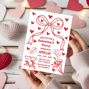 Invitation Fête de la Saint-Valentin nocturne Galentine au nœ