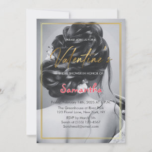 Invitation Fête de la Saint Valentin noire et blanche