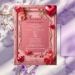 Invitation Fête de la Saint-Valentin Rustique Roses Rouges Cœ