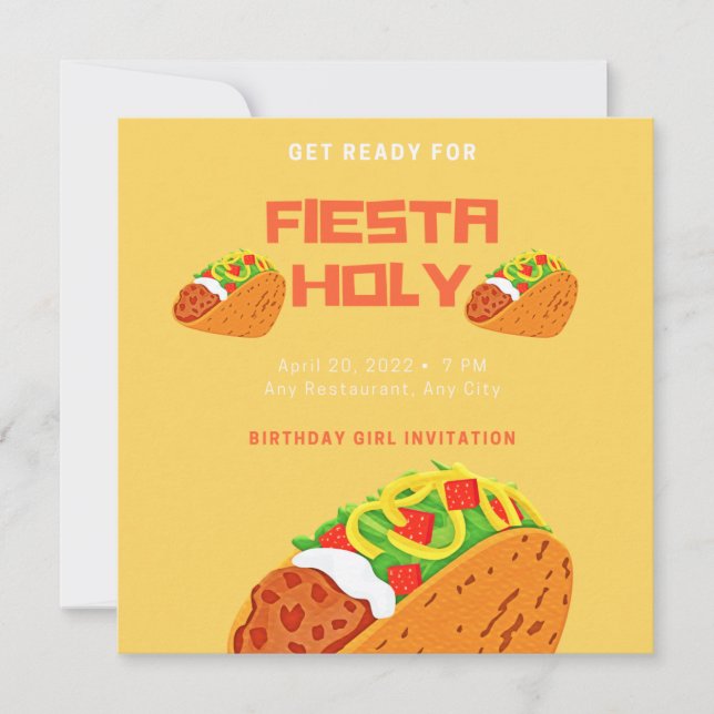 Invitation Fête de la Sainte Guacamole Fille d'anniversaire  (Devant)