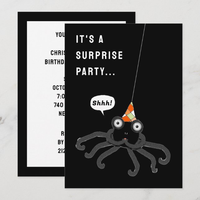 Invitation Fête de la surprise d'anniversaire d'Halloween (Devant / Derrière)