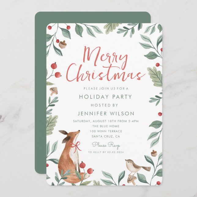 Invitation Fête de la verdure de Noël Animaux lunaires (Créateur téléchargé)