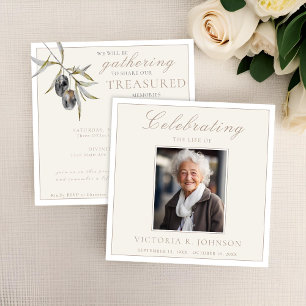 Invitation Fête de la Vie de la Branche de l'Olive aquarelle