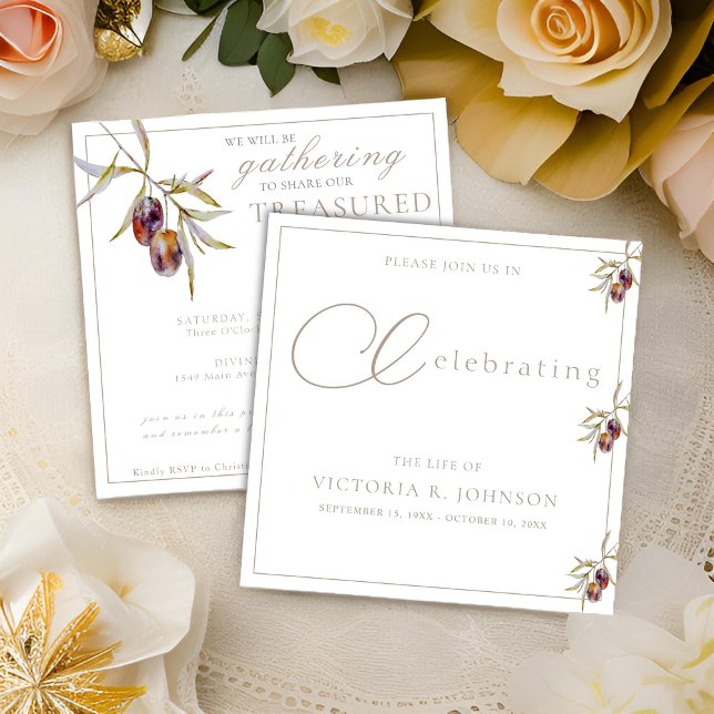 Invitation Fête de la Vie de la Branche de l'Olive aquarelle (Créateur téléchargé)