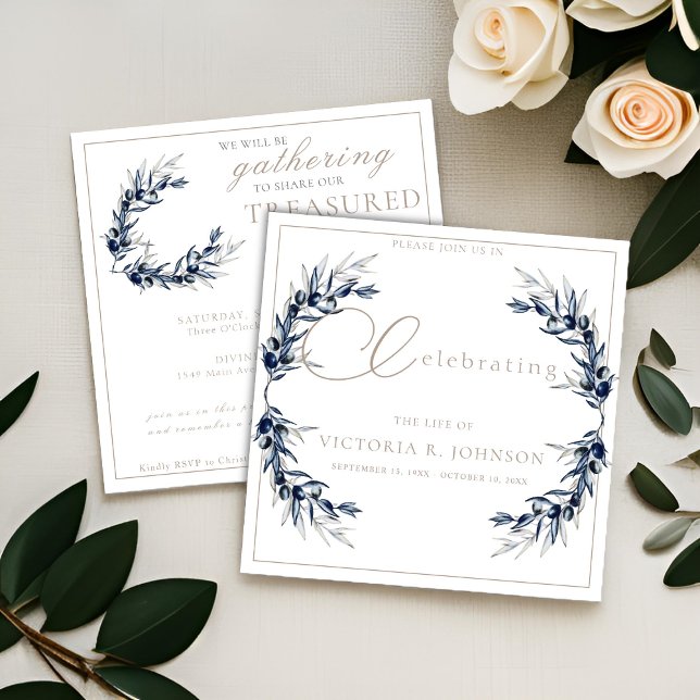 Invitation Fête de la Vie de la Branche de l'Olive aquarelle (Créateur téléchargé)