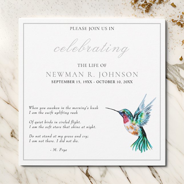Invitation Fête de la vie des colibris d'aquarelle (Créateur téléchargé)